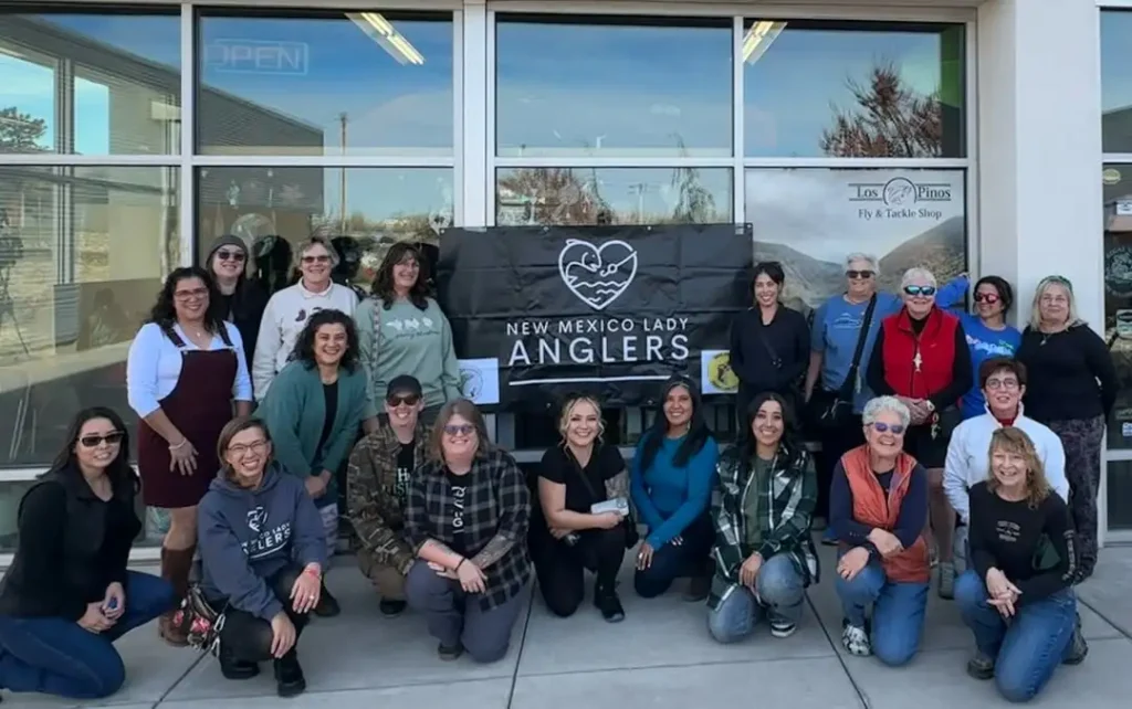 New Mexico Lady Anglers group at Los Pinos Fly Shop promoting fly fishing New Mexico